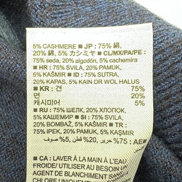 Banana Rebuplic Luxury Blend Silk Cashmere Stripe Crewneck Sweater Blue Pullover - Picture 4 of 5